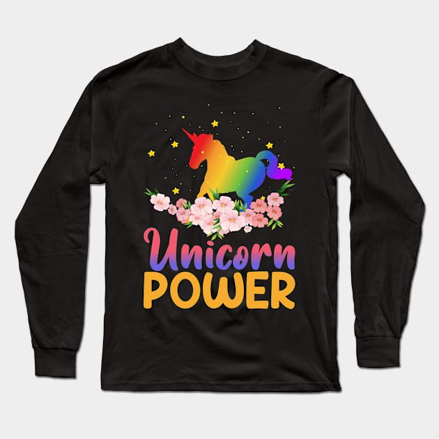 Unicorn Power Long Sleeve T-Shirt by Teeium